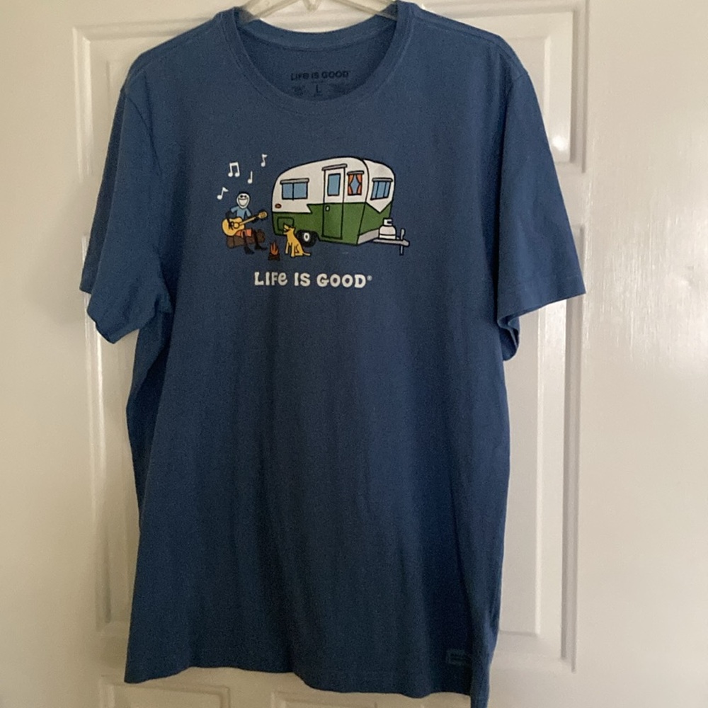 Life is Good blue T-shirt